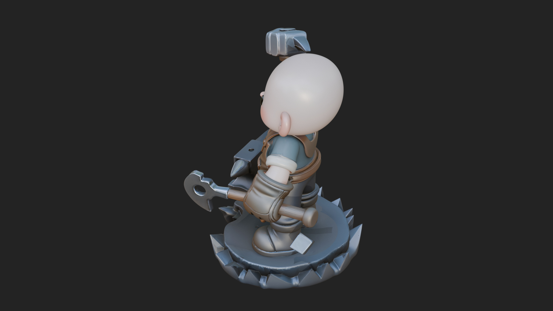 Chibi Blacksmith with Hammer Statue Design 4 3D Print 3D Model