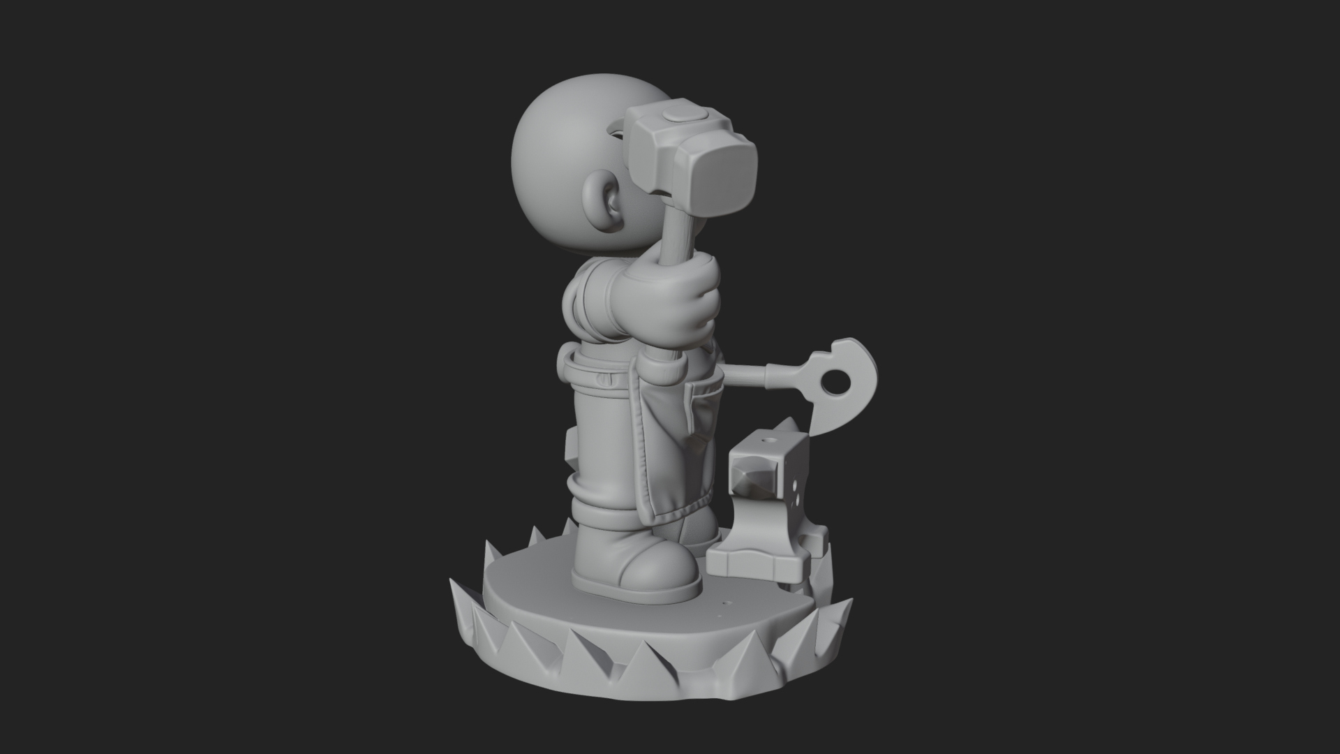 Chibi Blacksmith with Hammer Statue Design 4 3D Print 3D Model