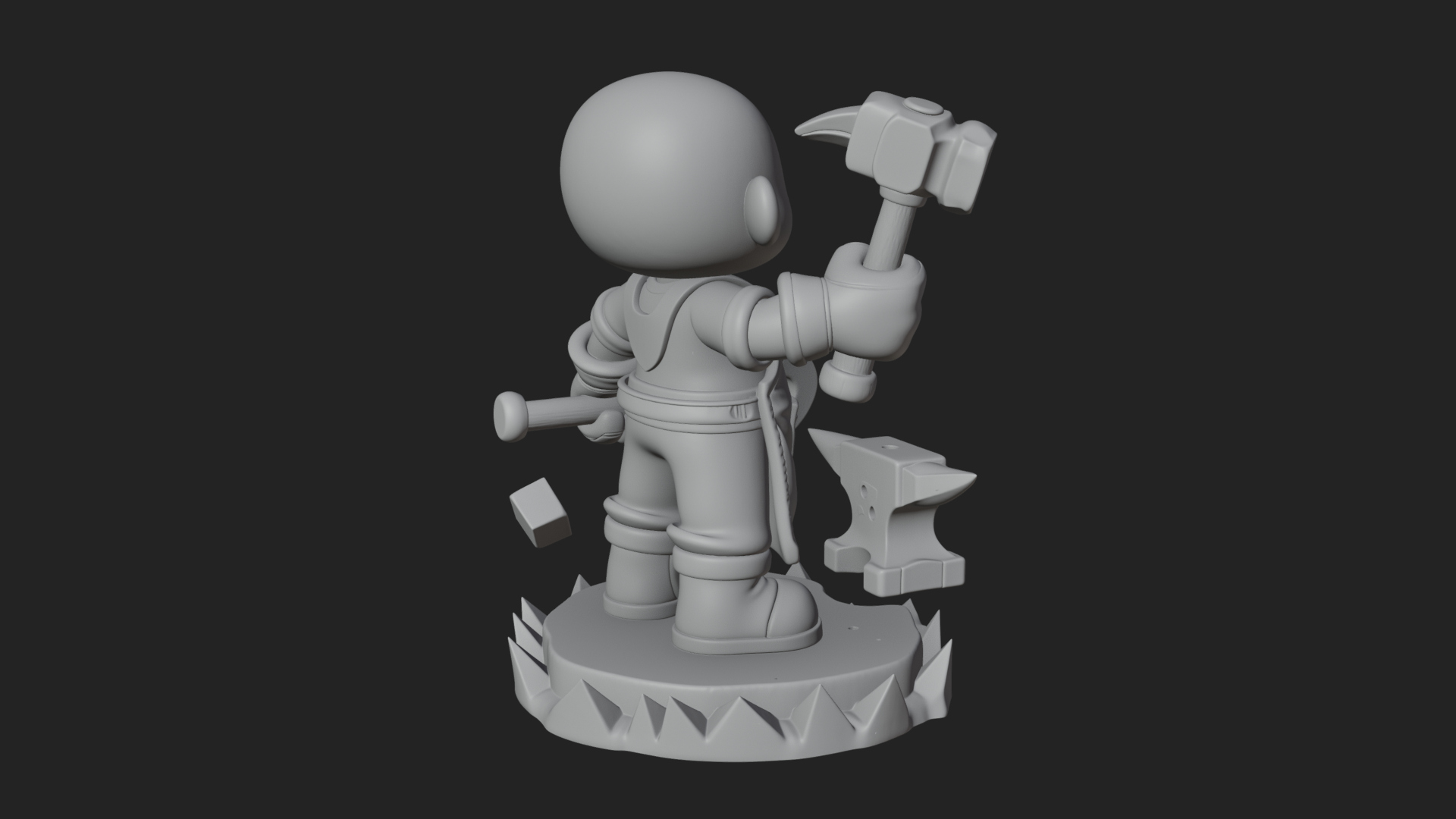 Chibi Blacksmith with Hammer Statue Design 4 3D Print 3D Model