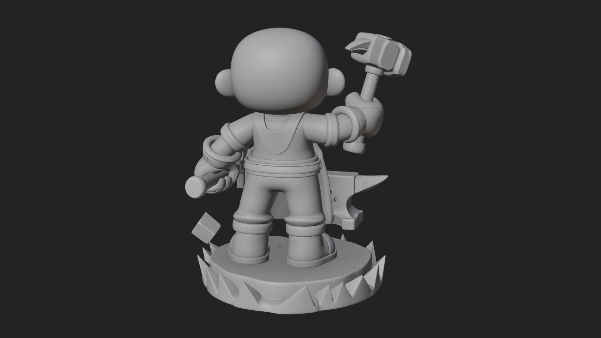 Chibi Blacksmith with Hammer Statue Design 4 3D Print 3D Model
