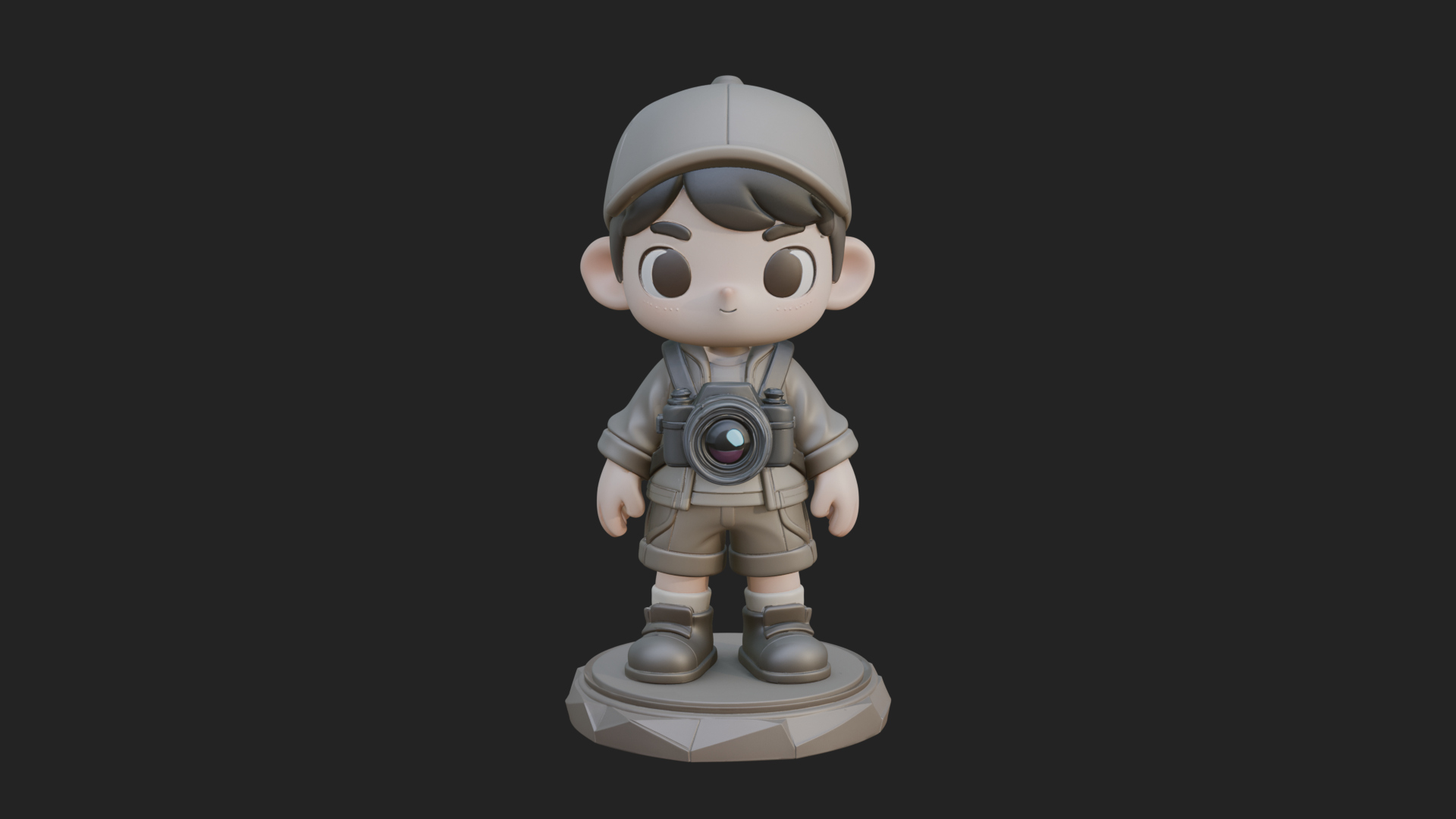 Chibi Camera Boy Statue Design 1 3D Print Model 3D Model
