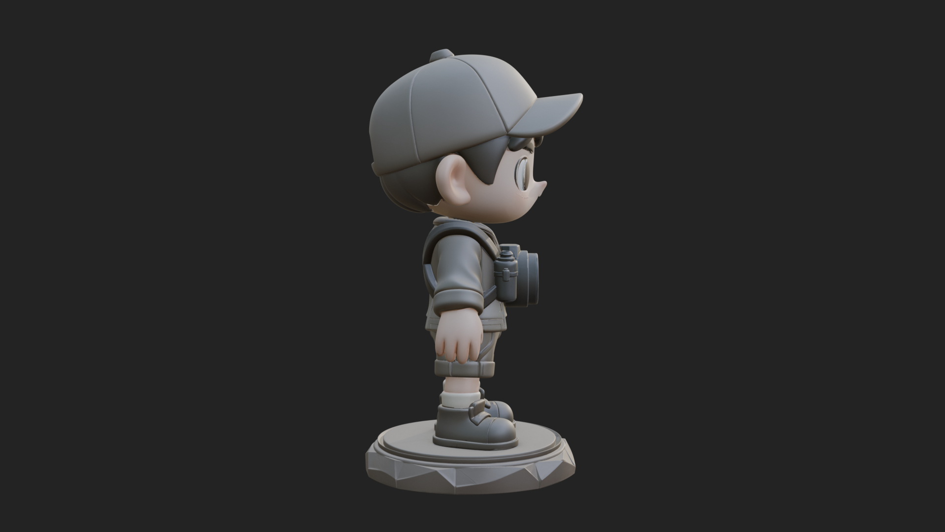 Chibi Camera Boy Statue Design 1 3D Print Model 3D Model