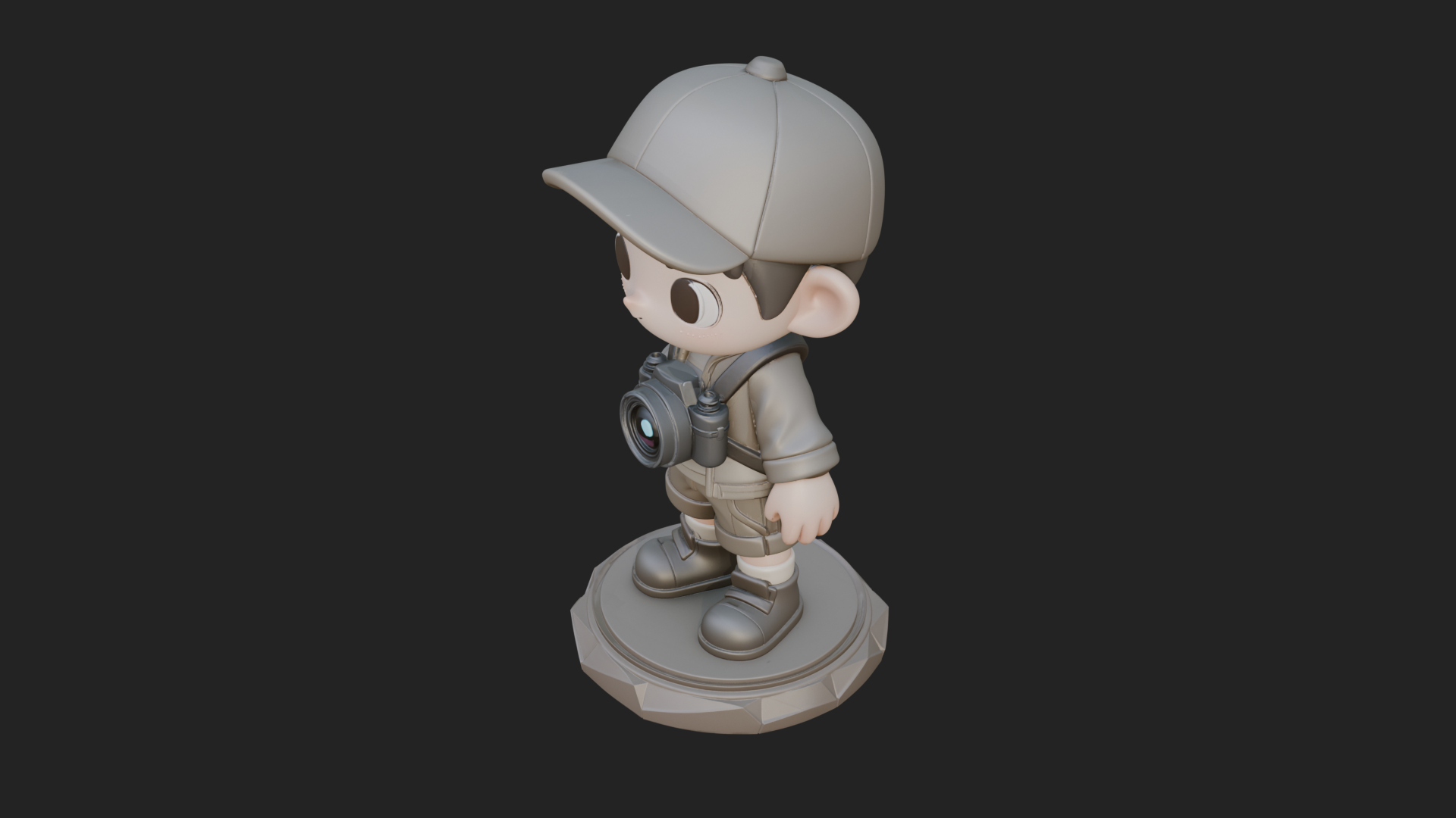 Chibi Camera Boy Statue Design 1 3D Print Model 3D Model