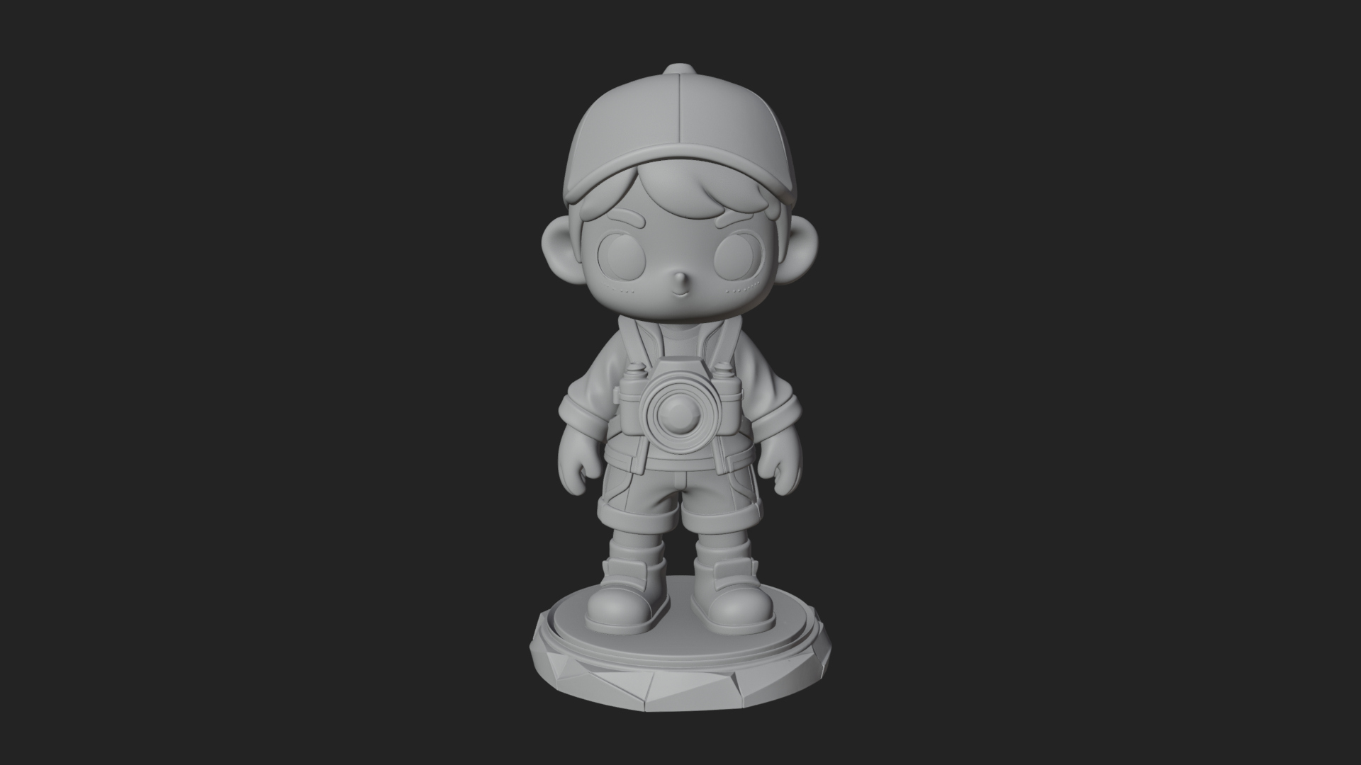 Chibi Camera Boy Statue Design 1 3D Print Model 3D Model