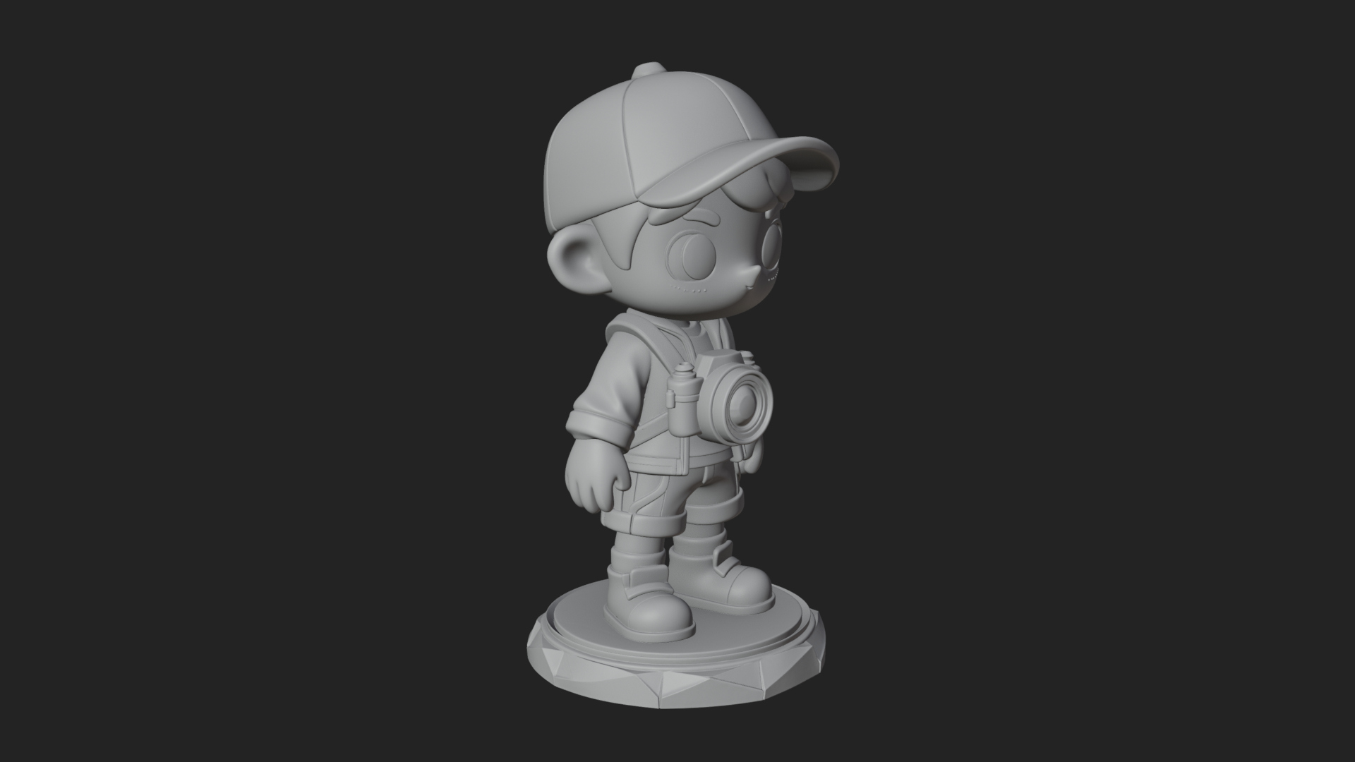 Chibi Camera Boy Statue Design 1 3D Print Model 3D Model