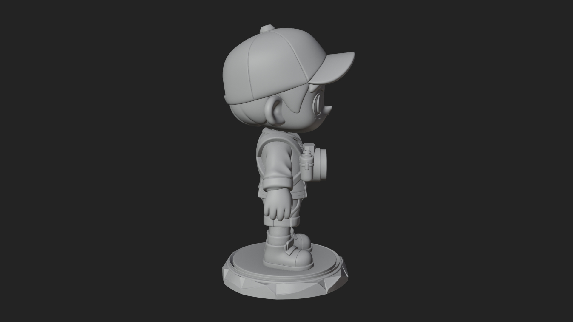 Chibi Camera Boy Statue Design 1 3D Print Model 3D Model