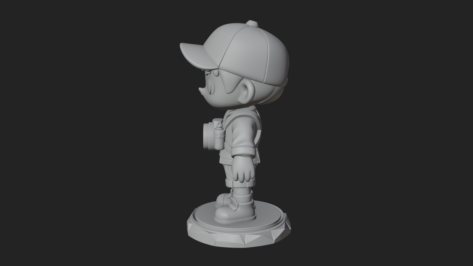 Chibi Camera Boy Statue Design 1 3D Print Model 3D Model