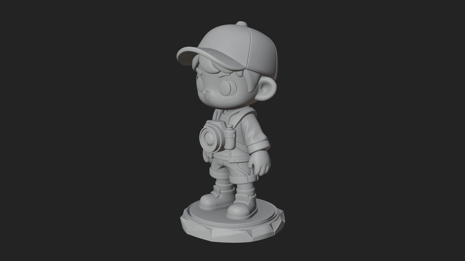 Chibi Camera Boy Statue Design 1 3D Print Model 3D Model