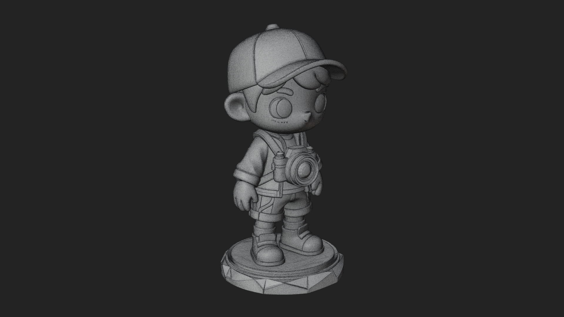 Chibi Camera Boy Statue Design 1 3D Print Model 3D Model