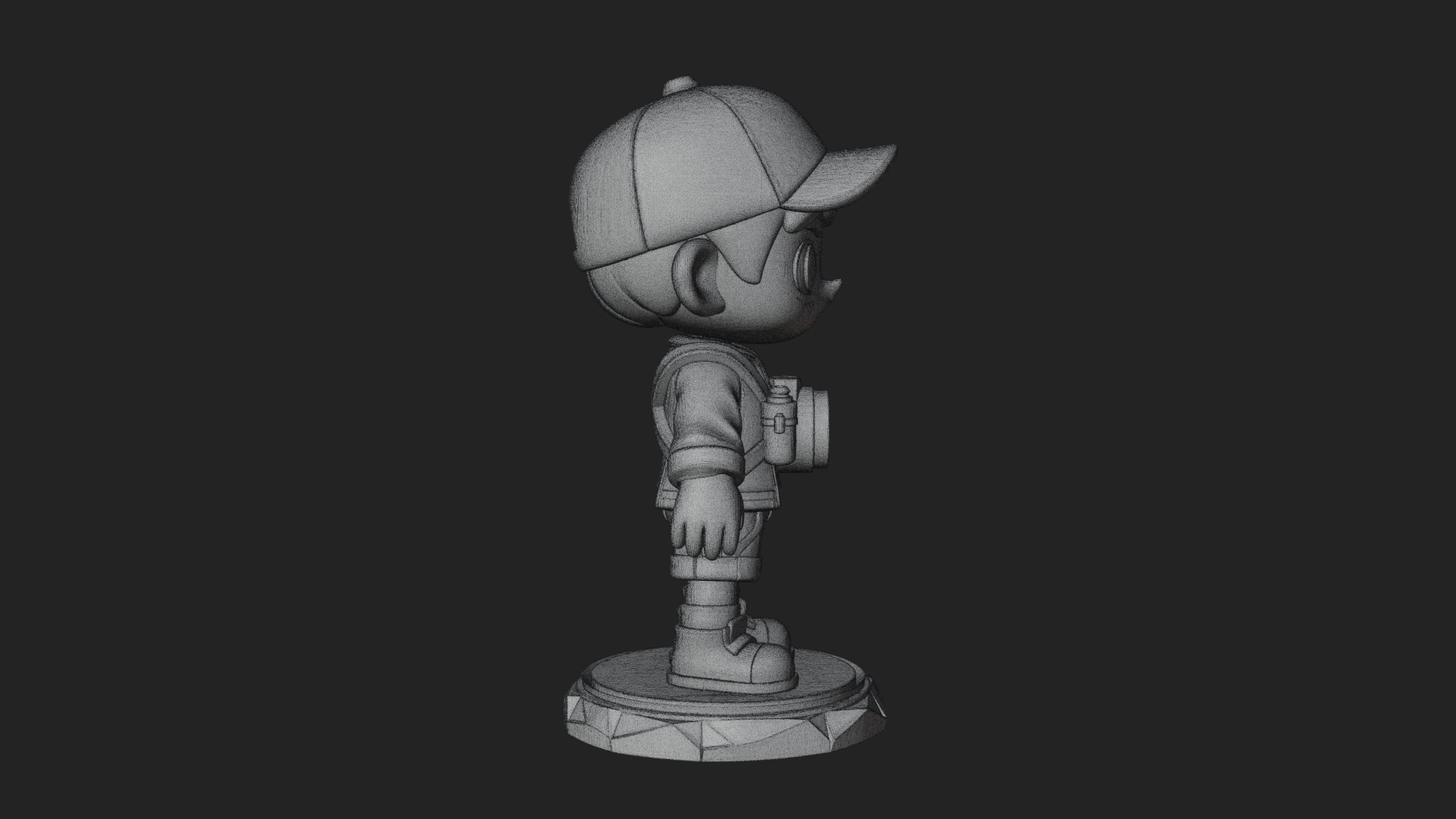 Chibi Camera Boy Statue Design 1 3D Print Model 3D Model
