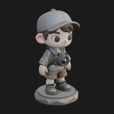 Chibi Camera Boy Statue Design 1 3D Print Model