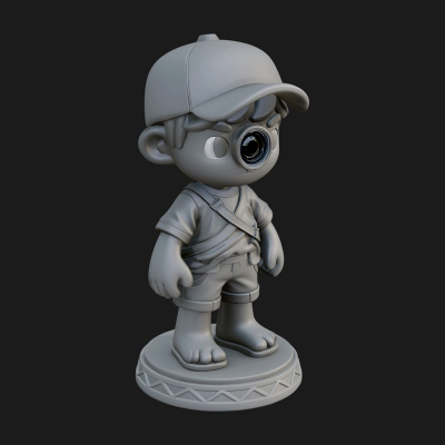 Chibi Camera Boy Statue Design 2 3D Print Model