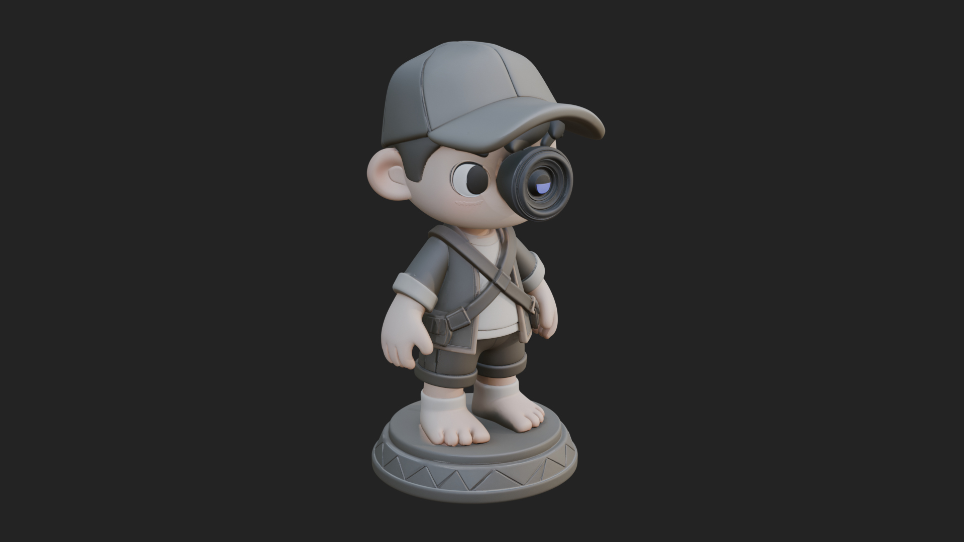 Chibi Camera Boy Statue Design 3 3D Print Model 3D Model
