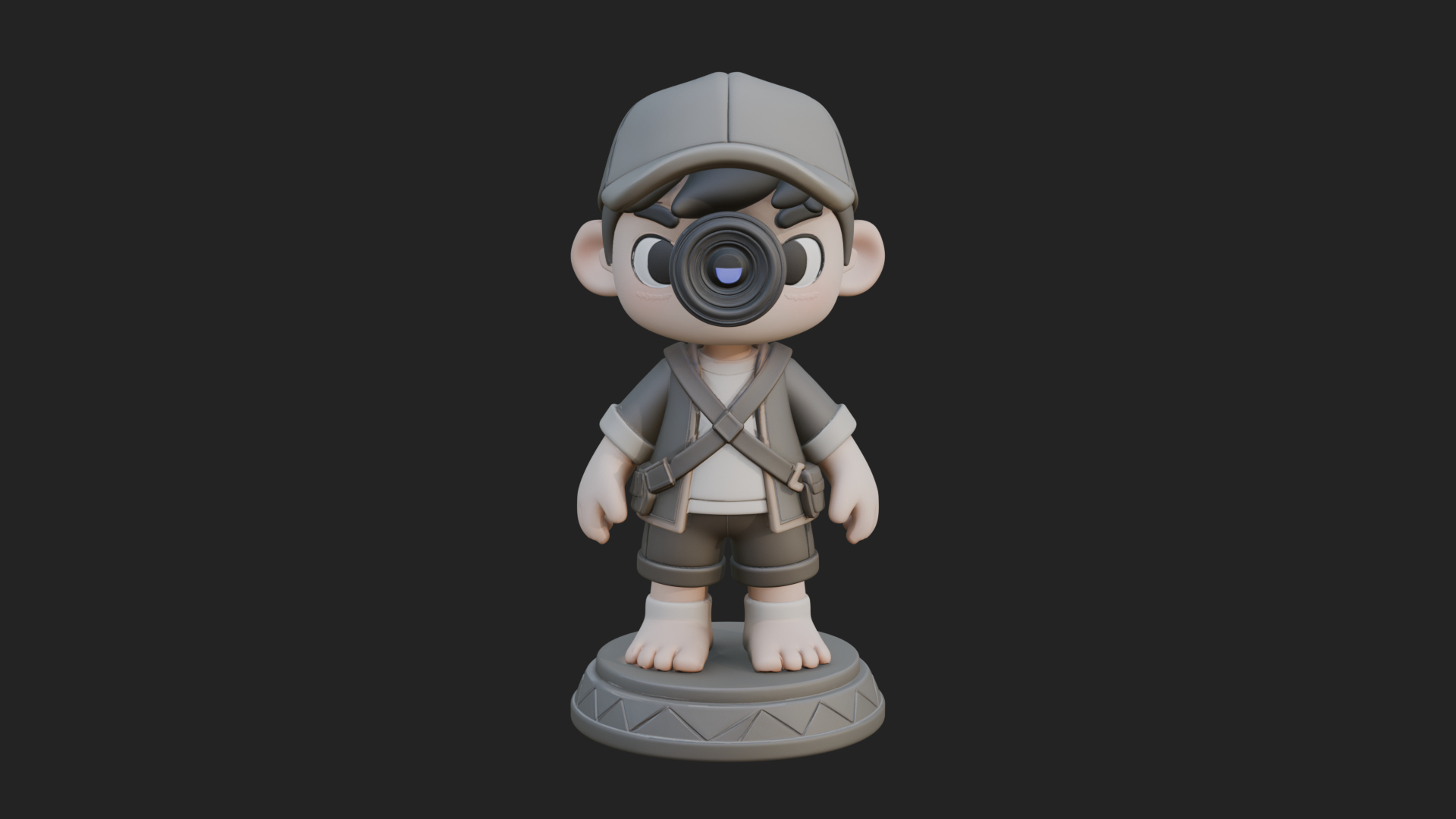 Chibi Camera Boy Statue Design 3 3D Print Model 3D Model