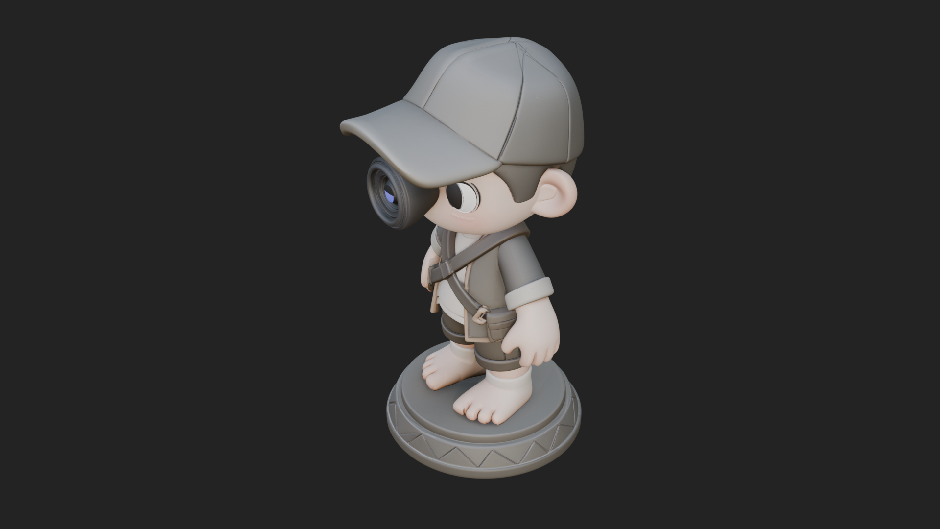 Chibi Camera Boy Statue Design 3 3D Print Model 3D Model