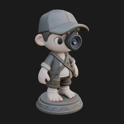 Chibi Camera Boy Statue Design 3 3D Print Model