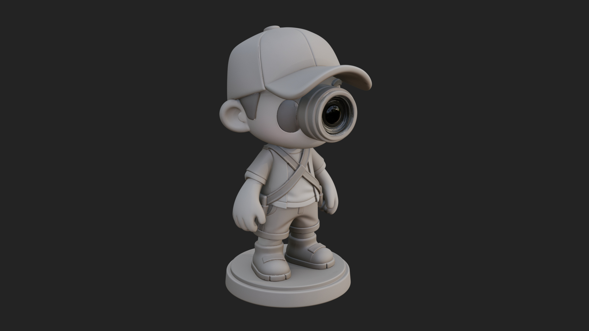 Chibi Camera Boy Statue Design 4 3D Print Model 3D Model