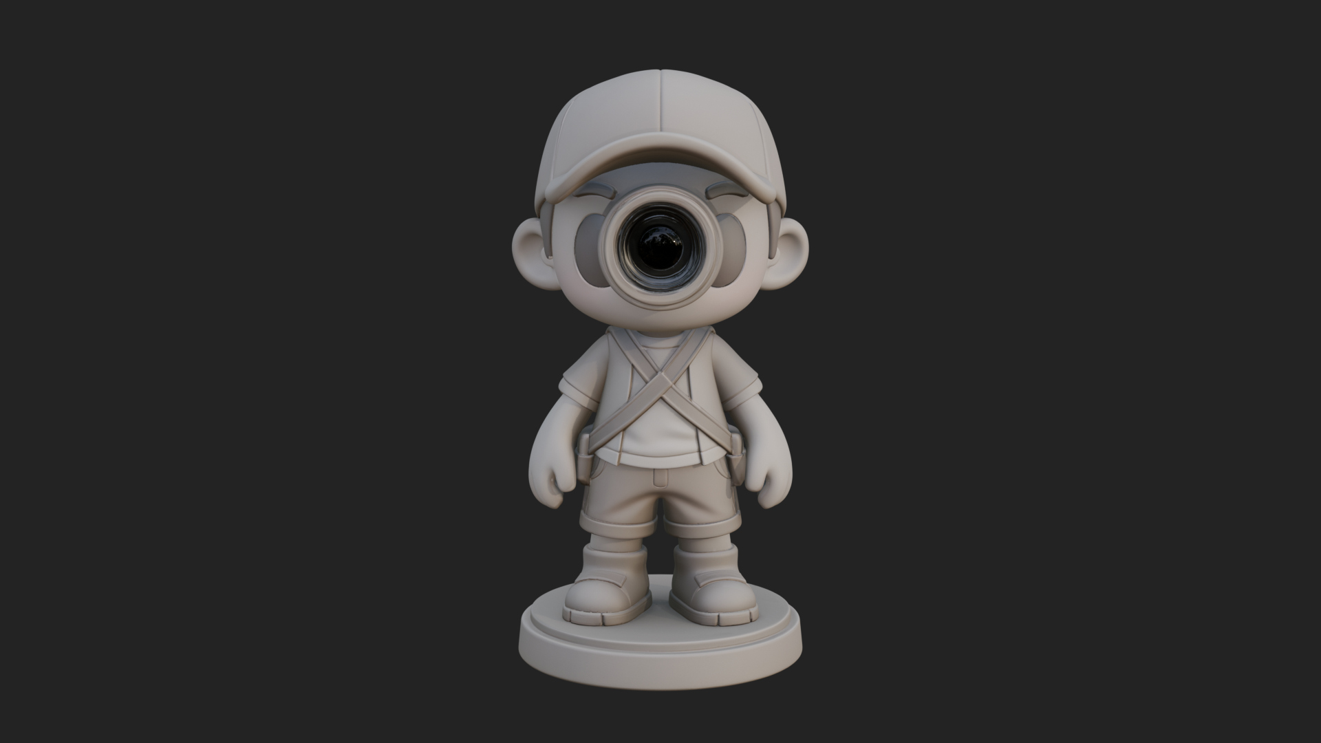 Chibi Camera Boy Statue Design 4 3D Print Model 3D Model
