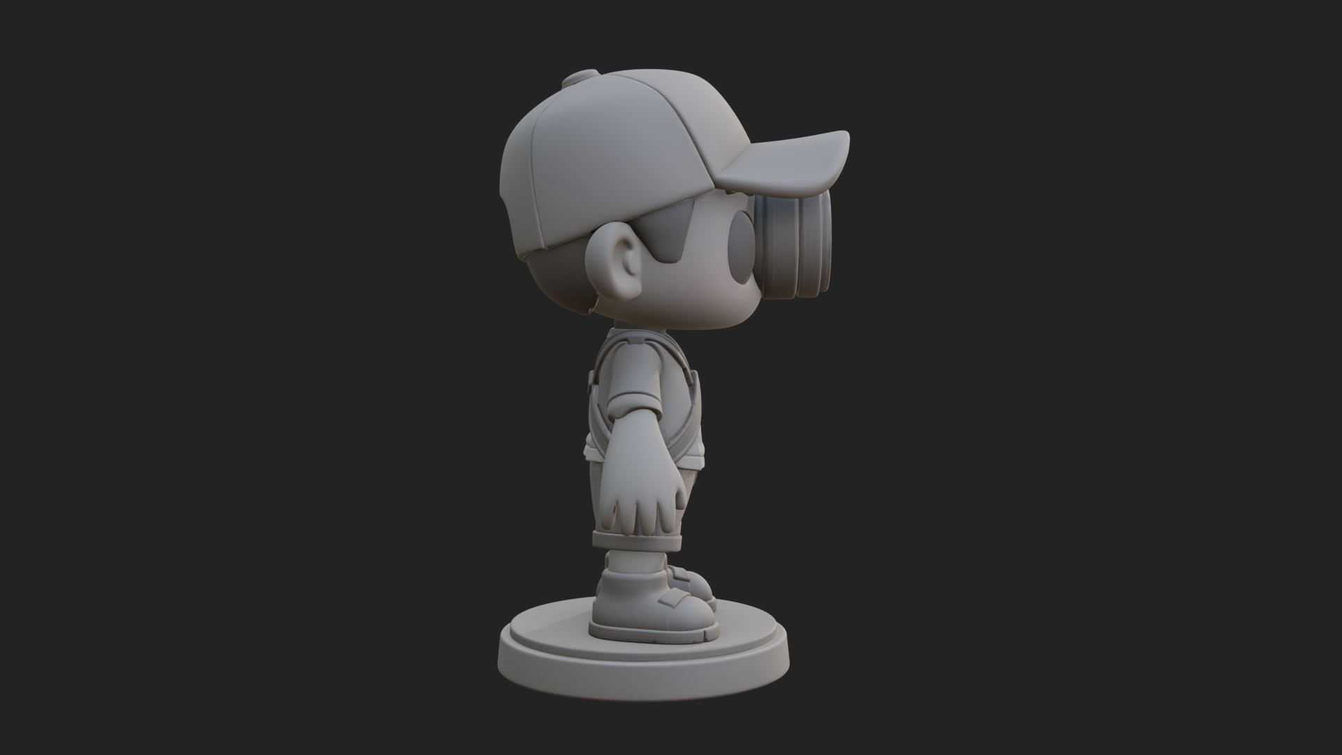 Chibi Camera Boy Statue Design 4 3D Print Model 3D Model