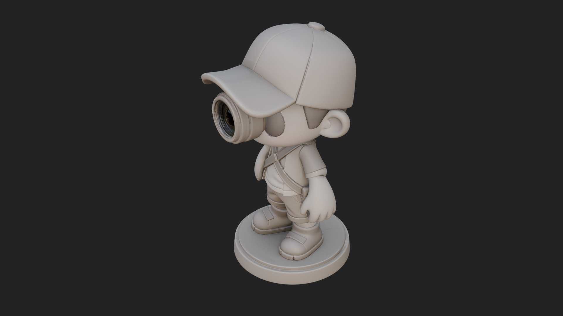 Chibi Camera Boy Statue Design 4 3D Print Model 3D Model