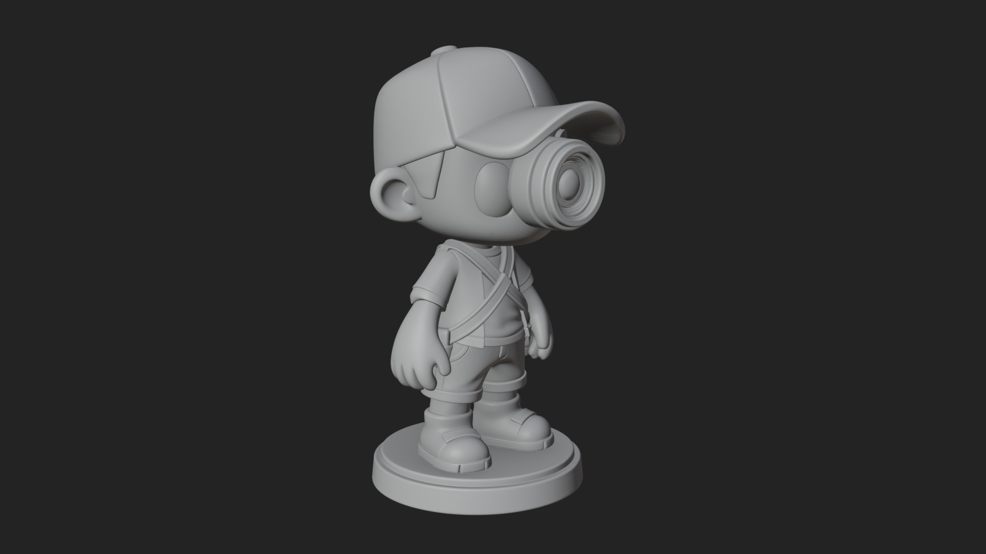 Chibi Camera Boy Statue Design 4 3D Print Model 3D Model