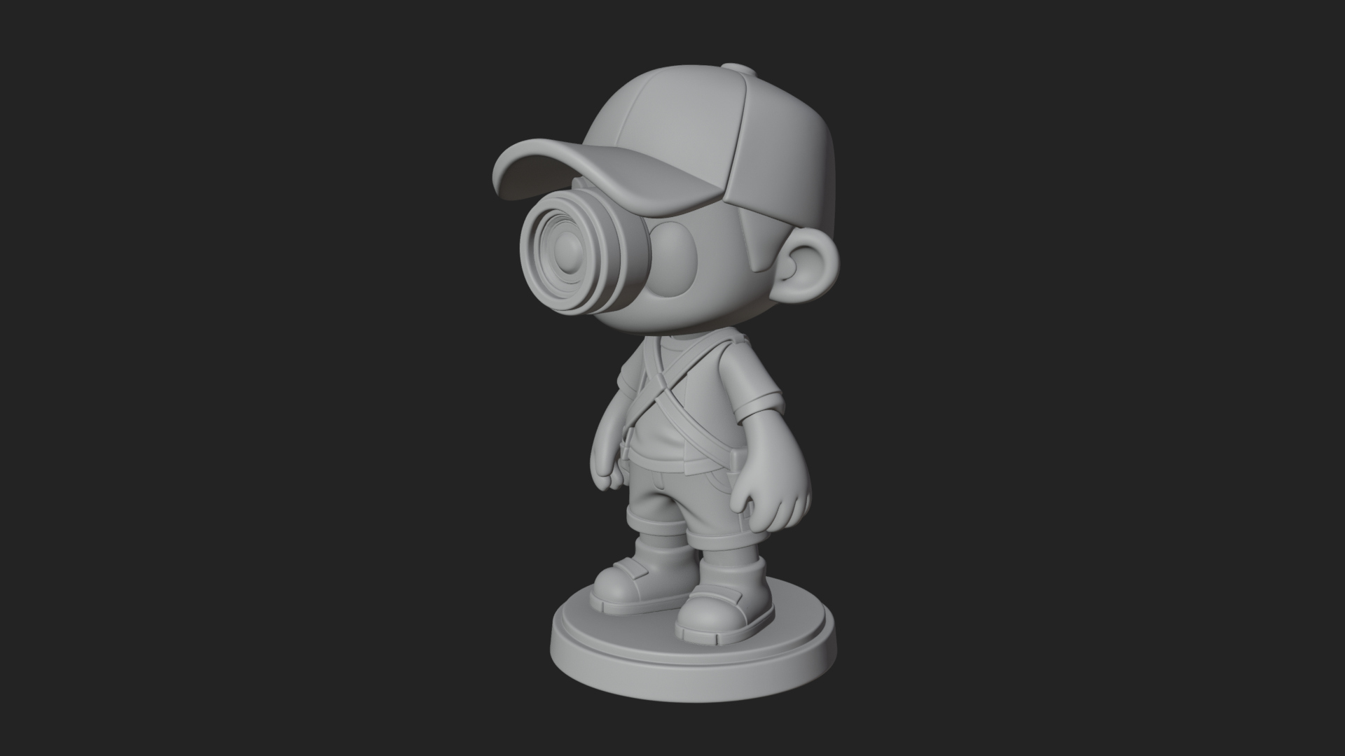 Chibi Camera Boy Statue Design 4 3D Print Model 3D Model