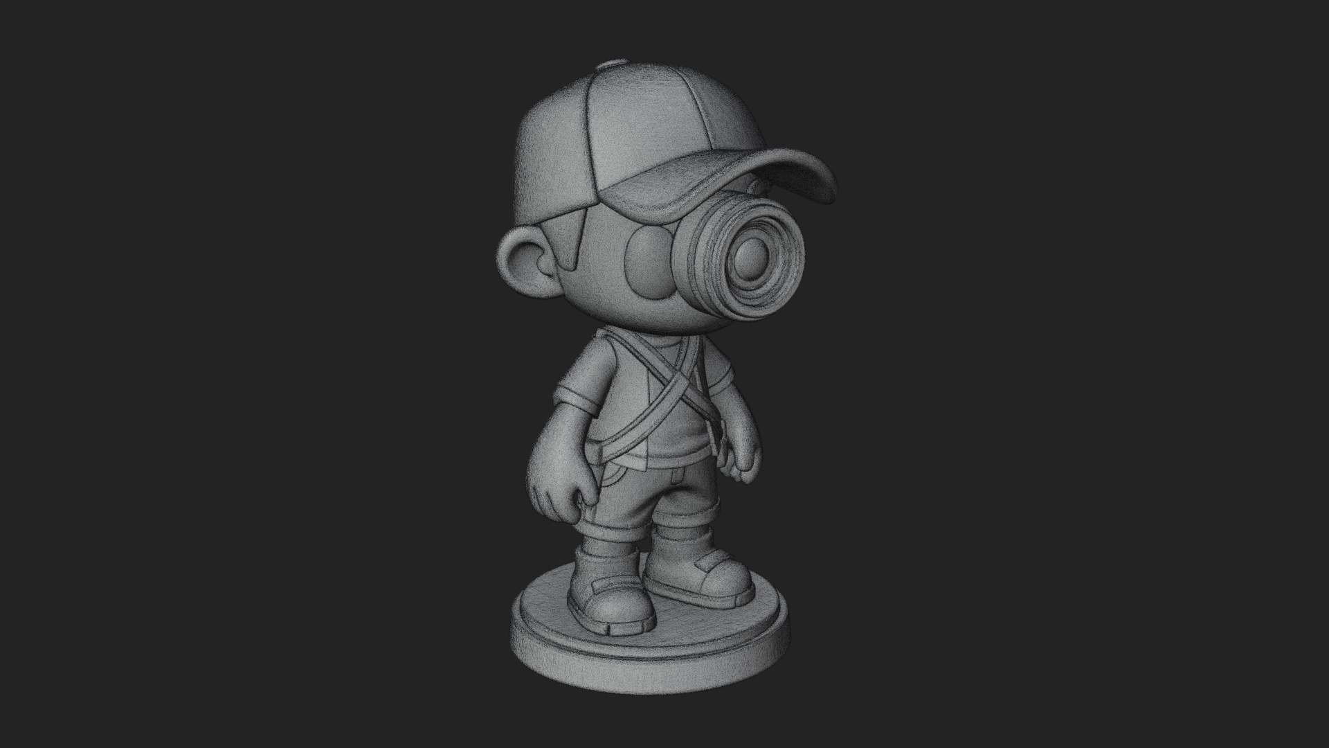 Chibi Camera Boy Statue Design 4 3D Print Model 3D Model