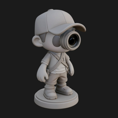 Chibi Camera Boy Statue Design 4 3D Print Model