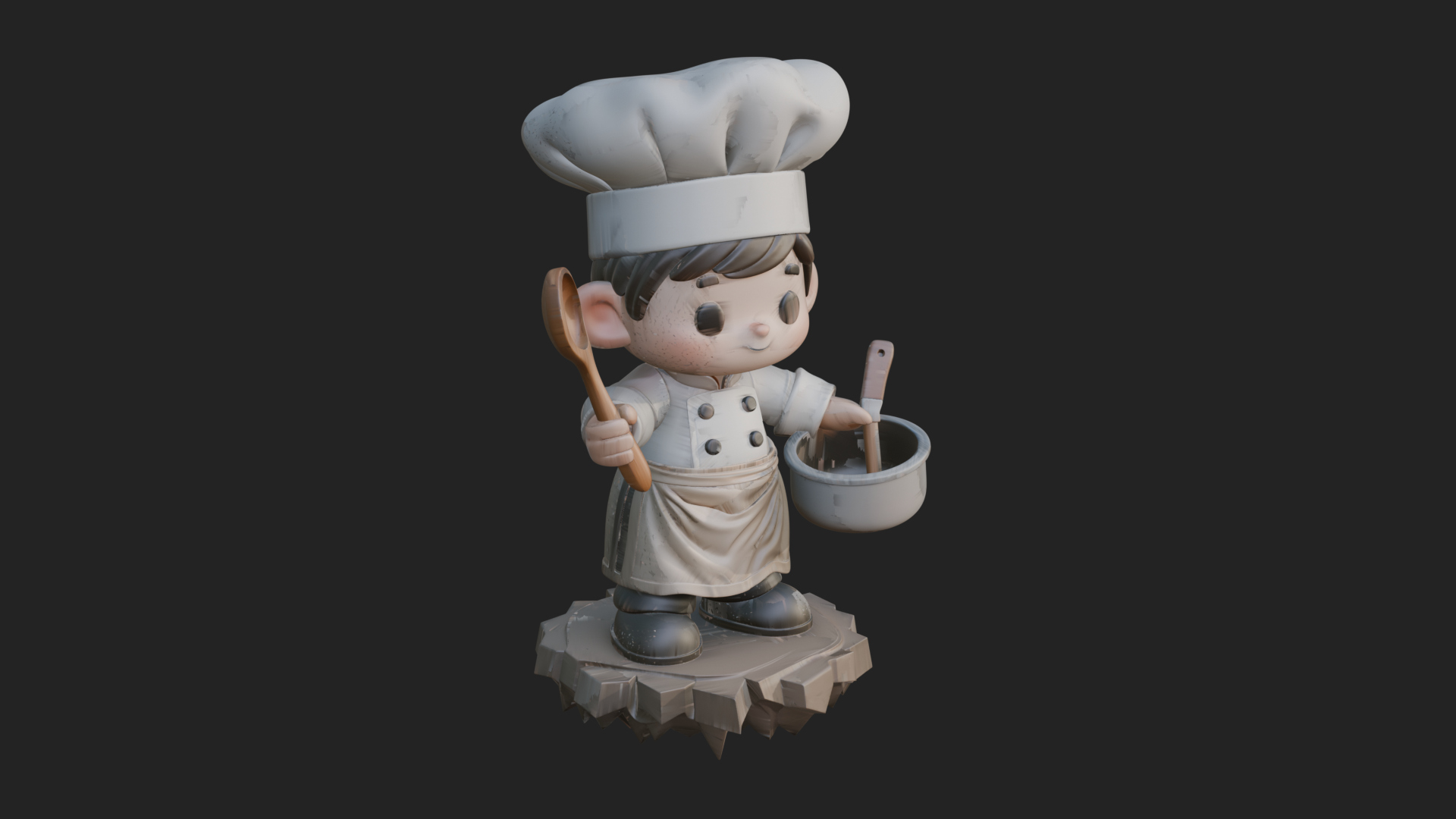 Chibi Chef With Ladle Statue Design 1 3D Print Model 3D Model