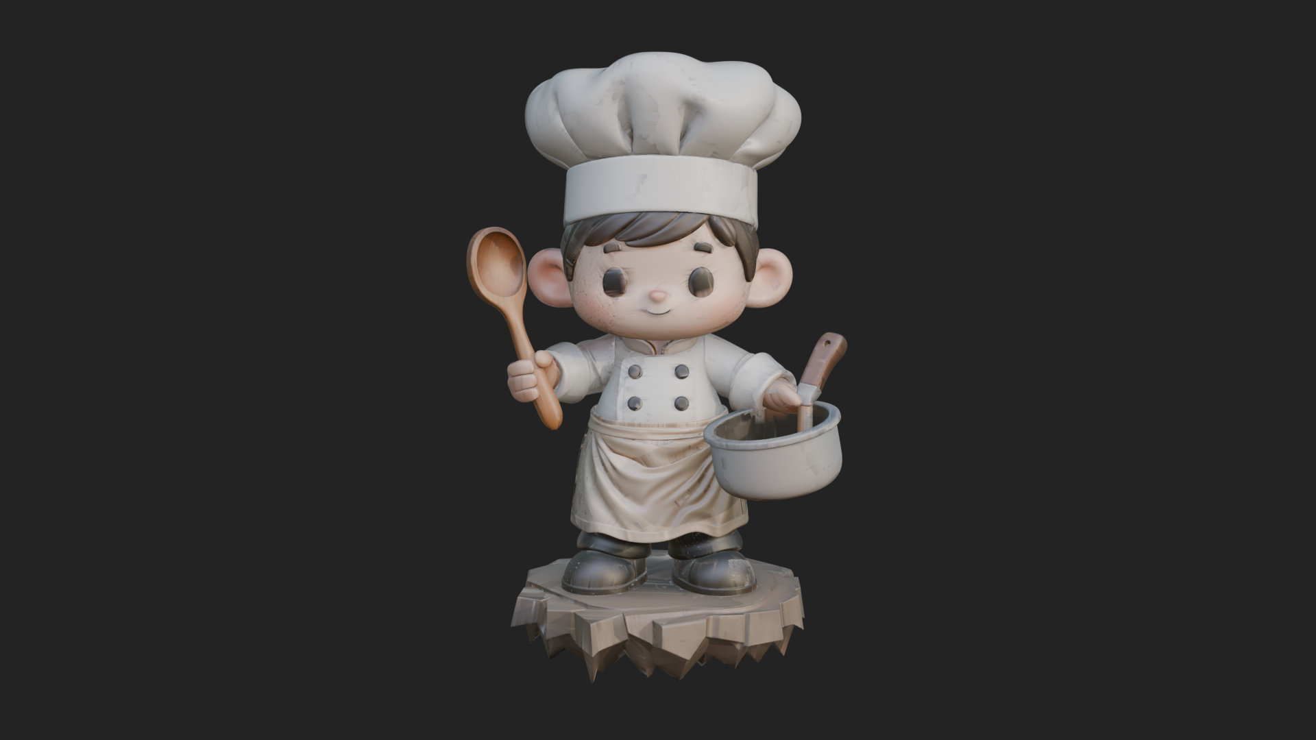 Chibi Chef With Ladle Statue Design 1 3D Print Model 3D Model
