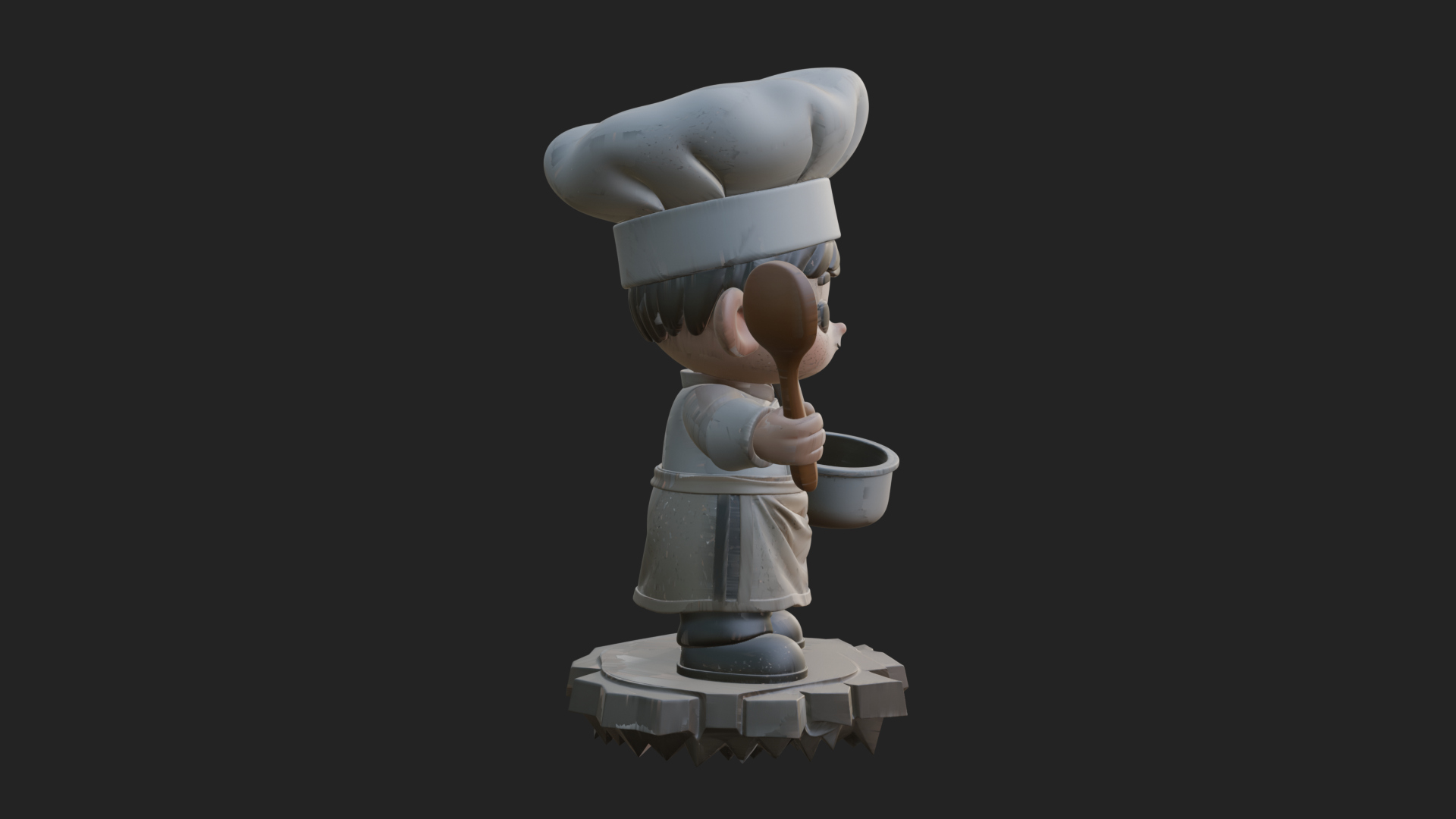 Chibi Chef With Ladle Statue Design 1 3D Print Model 3D Model