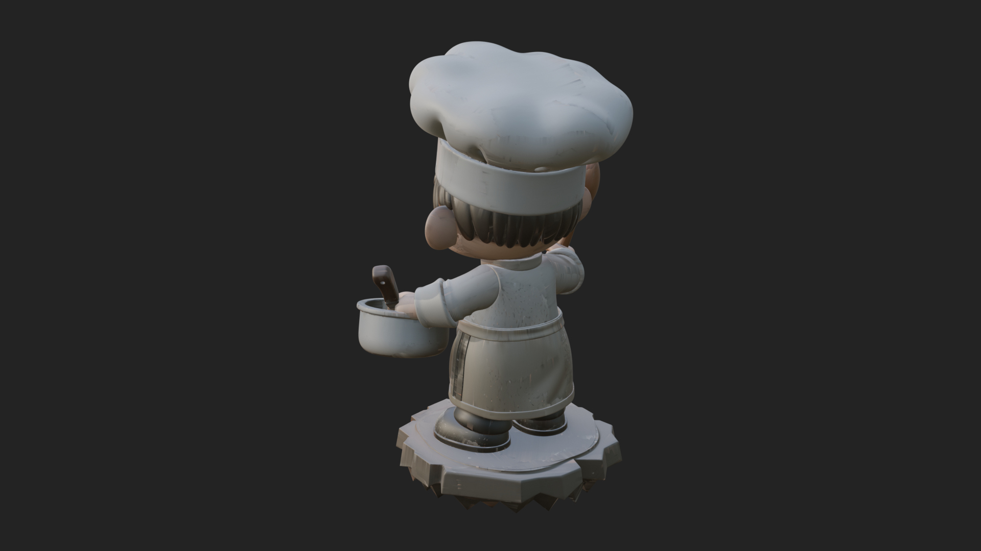 Chibi Chef With Ladle Statue Design 1 3D Print Model 3D Model
