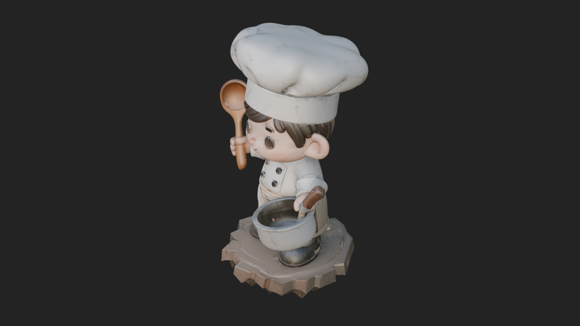 Chibi Chef With Ladle Statue Design 1 3D Print Model 3D Model