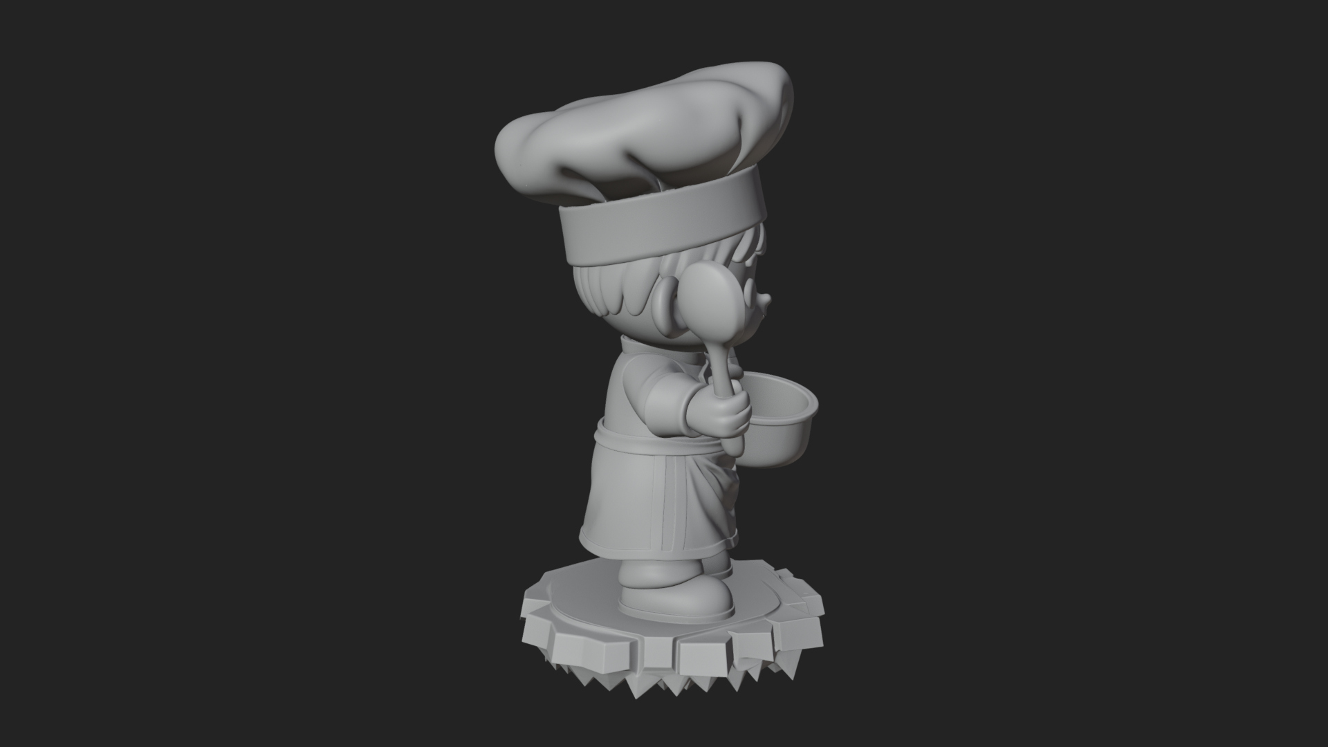 Chibi Chef With Ladle Statue Design 1 3D Print Model 3D Model