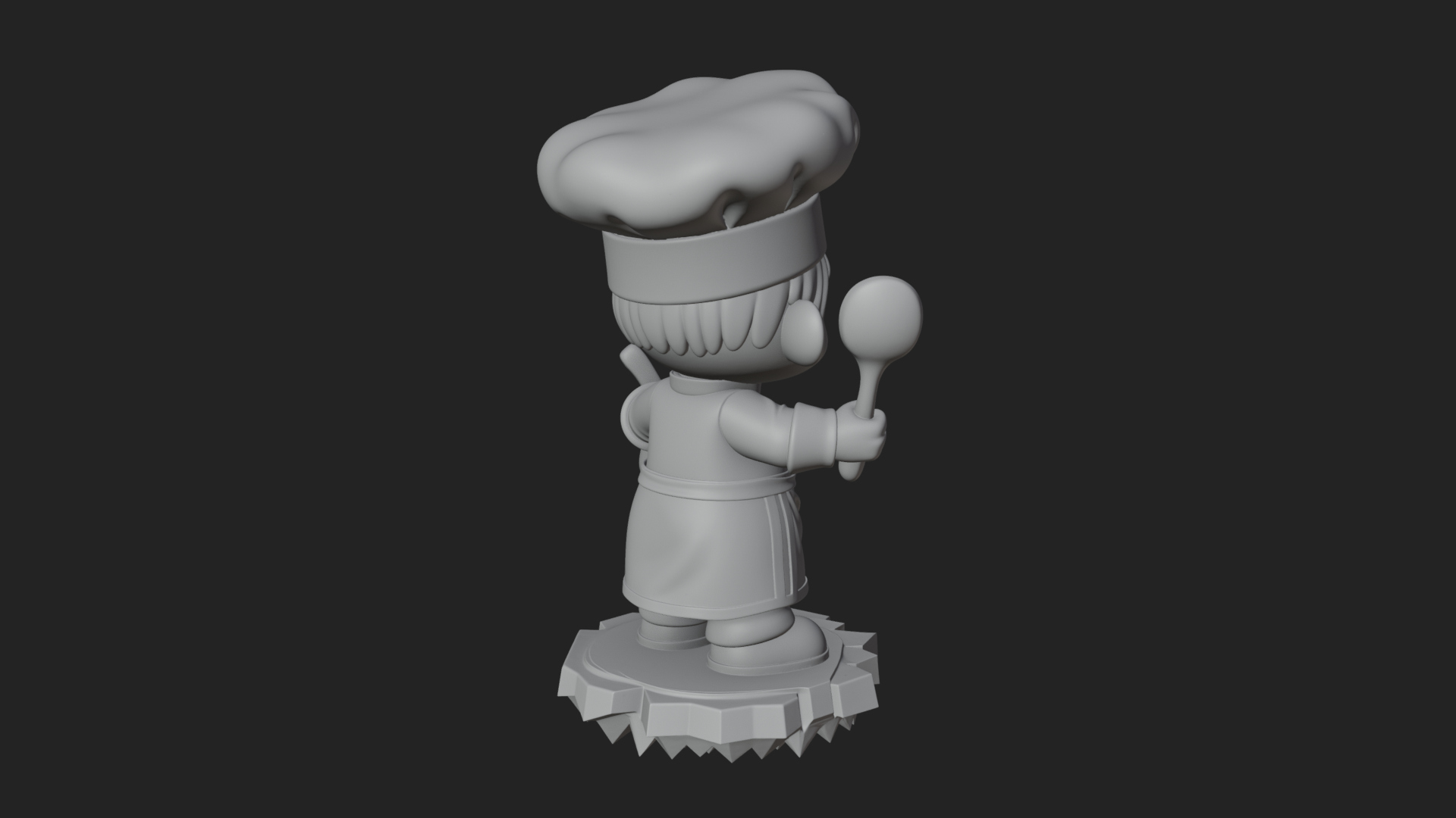 Chibi Chef With Ladle Statue Design 1 3D Print Model 3D Model