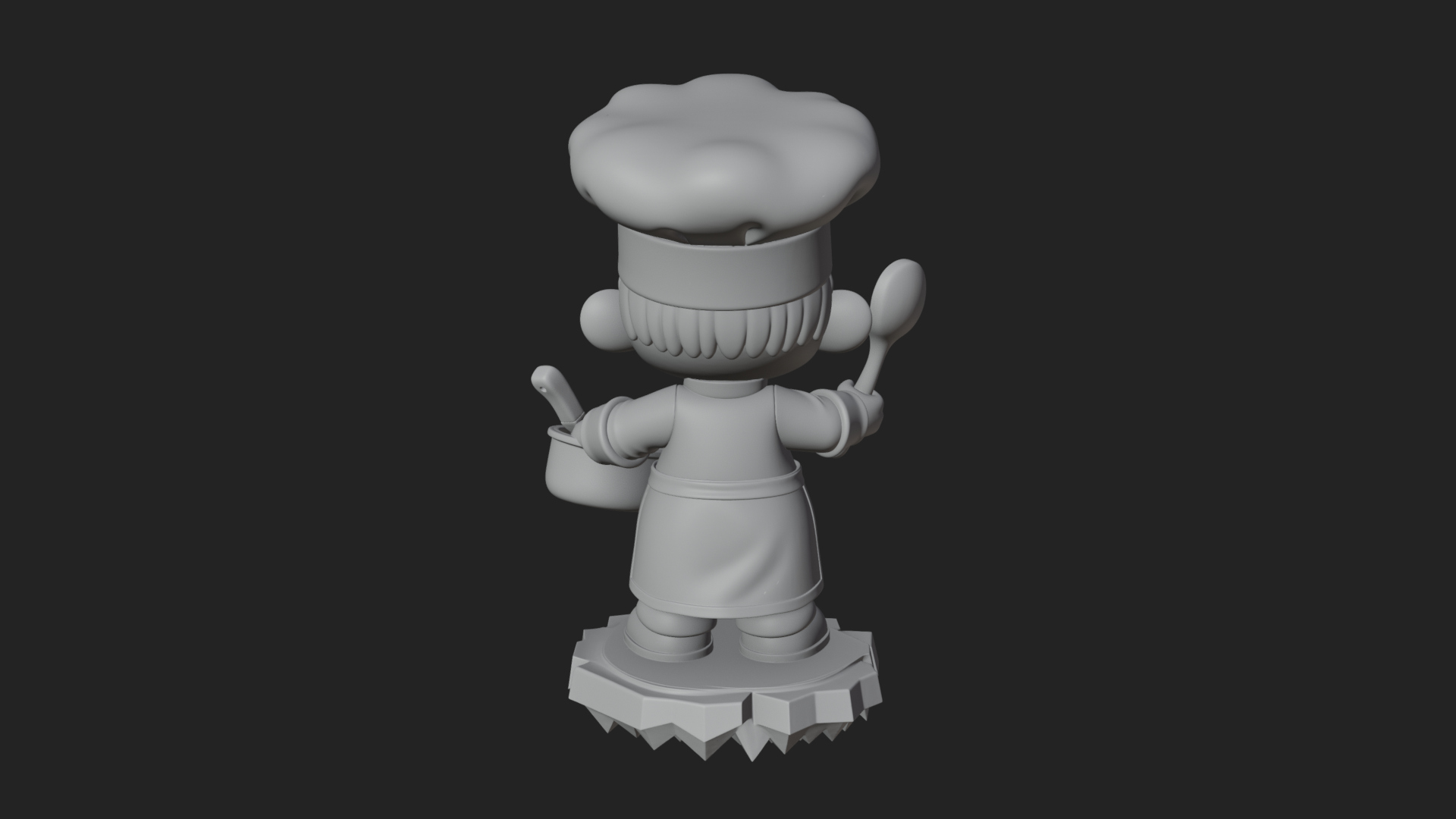 Chibi Chef With Ladle Statue Design 1 3D Print Model 3D Model
