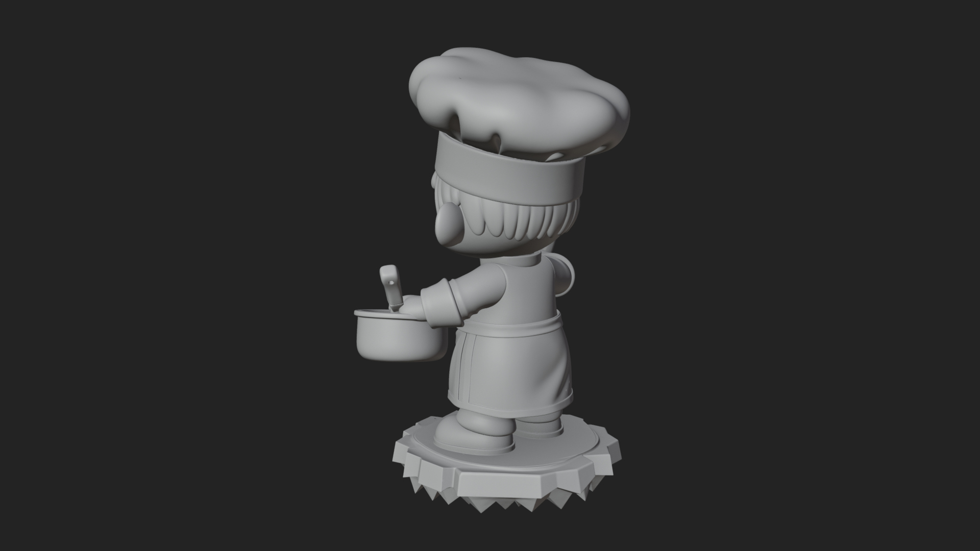 Chibi Chef With Ladle Statue Design 1 3D Print Model 3D Model