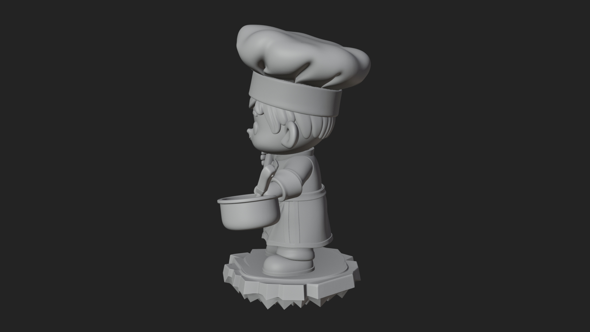 Chibi Chef With Ladle Statue Design 1 3D Print Model 3D Model