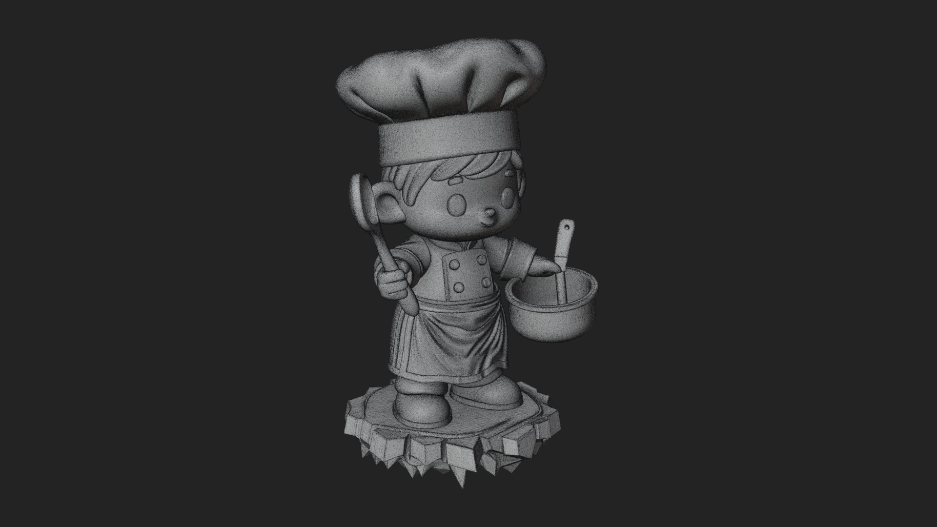 Chibi Chef With Ladle Statue Design 1 3D Print Model 3D Model