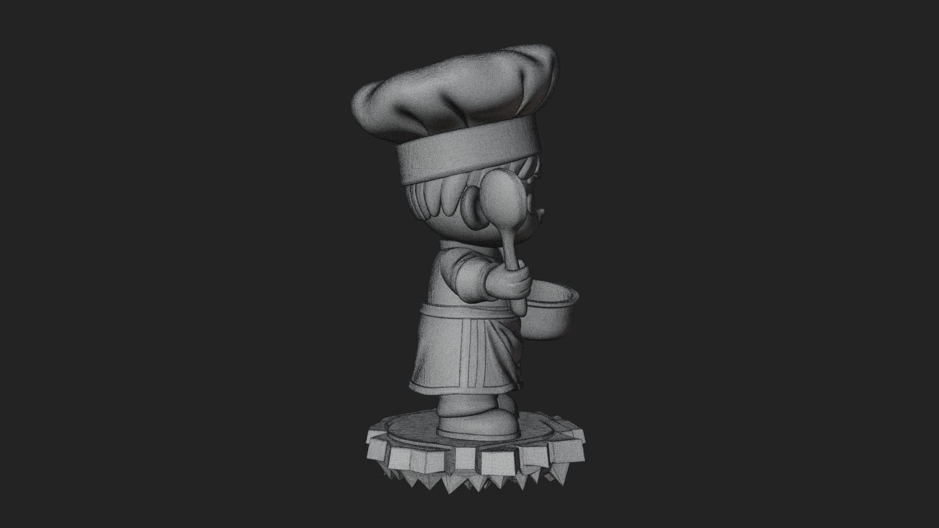 Chibi Chef With Ladle Statue Design 1 3D Print Model 3D Model