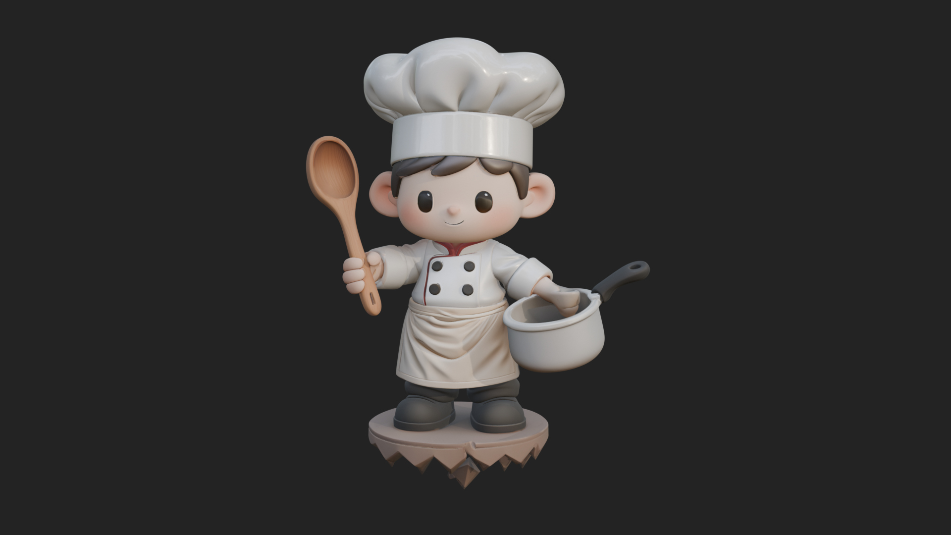 Chibi Chef with Ladle Statue Design 2 3D Print Model 3D Model