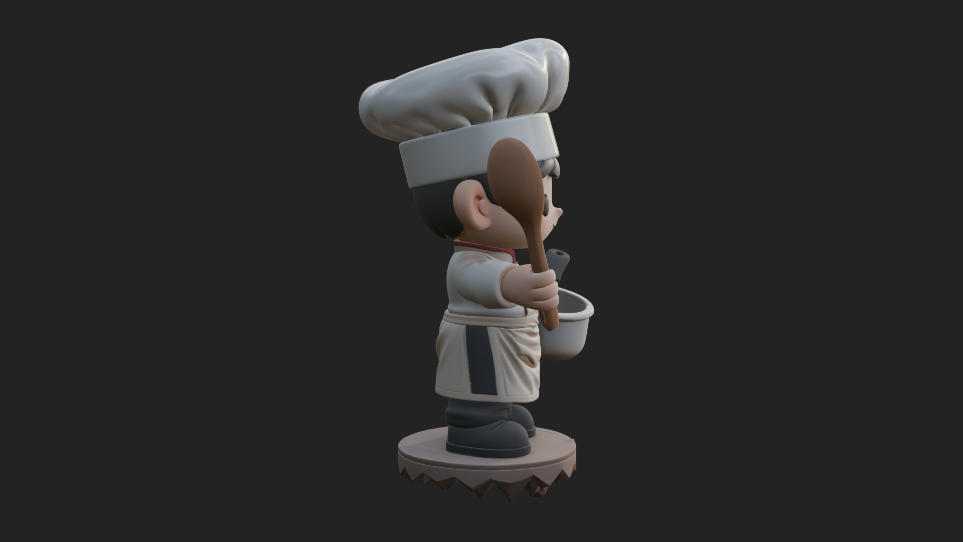 Chibi Chef with Ladle Statue Design 2 3D Print Model 3D Model