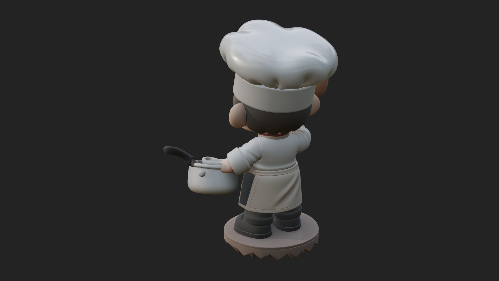Chibi Chef with Ladle Statue Design 2 3D Print Model 3D Model