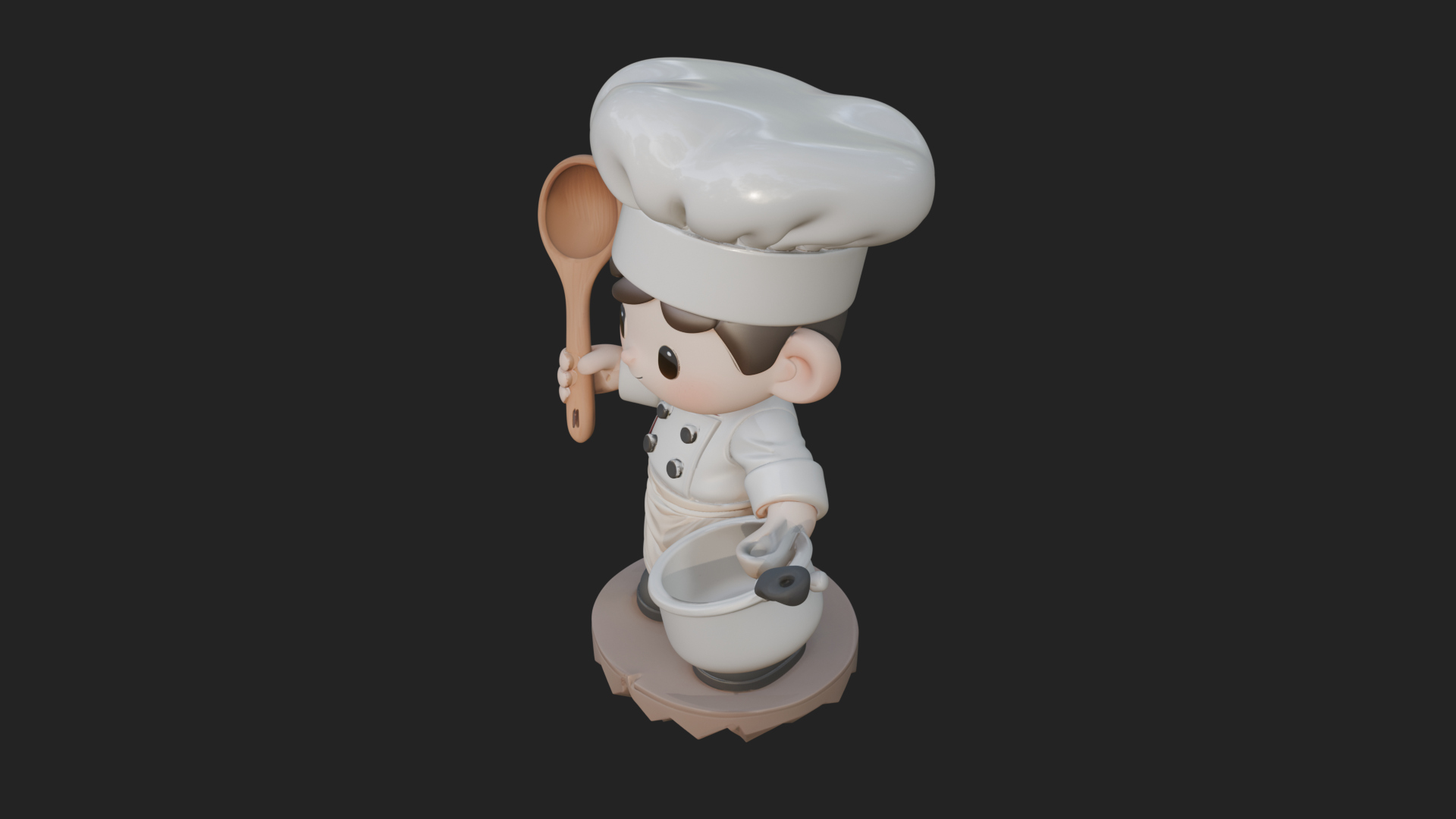 Chibi Chef with Ladle Statue Design 2 3D Print Model 3D Model