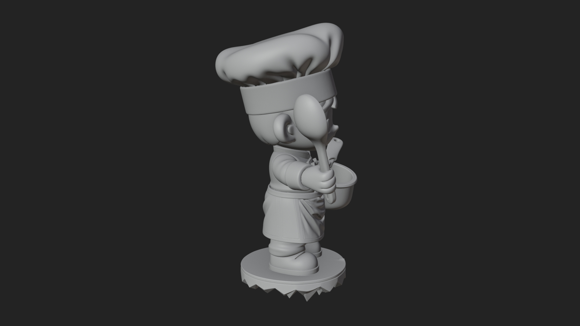Chibi Chef with Ladle Statue Design 2 3D Print Model 3D Model