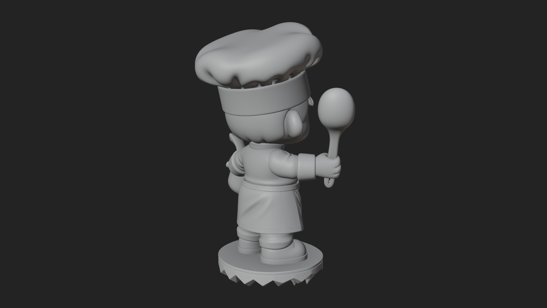 Chibi Chef with Ladle Statue Design 2 3D Print Model 3D Model