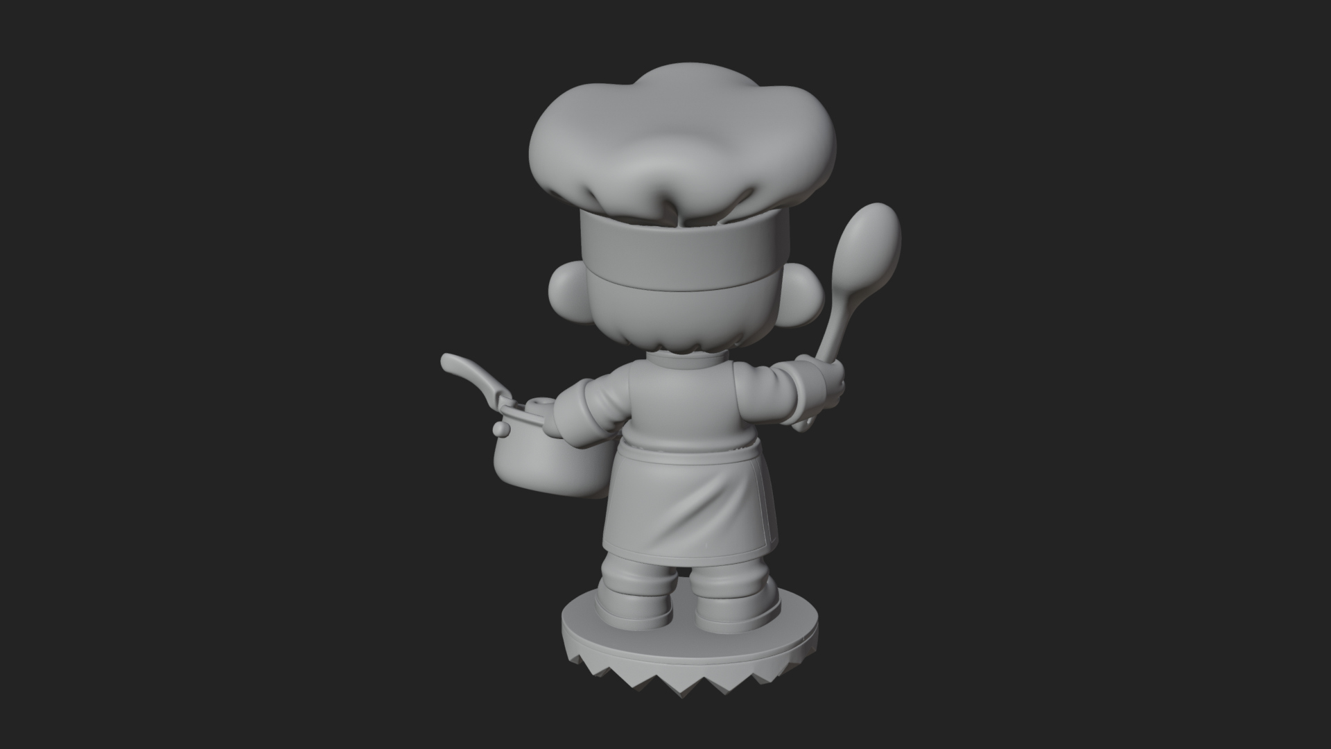 Chibi Chef with Ladle Statue Design 2 3D Print Model 3D Model