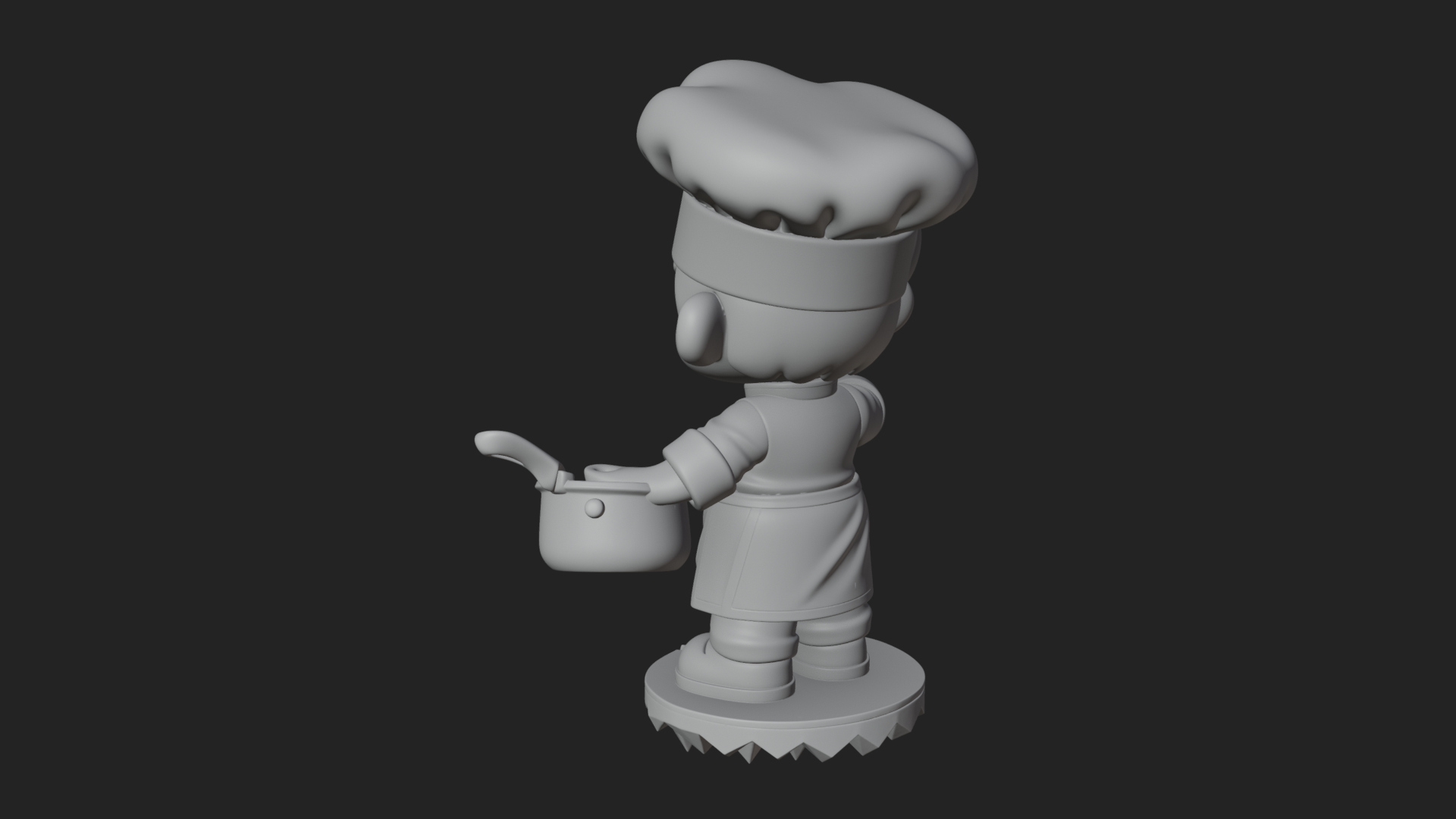 Chibi Chef with Ladle Statue Design 2 3D Print Model 3D Model