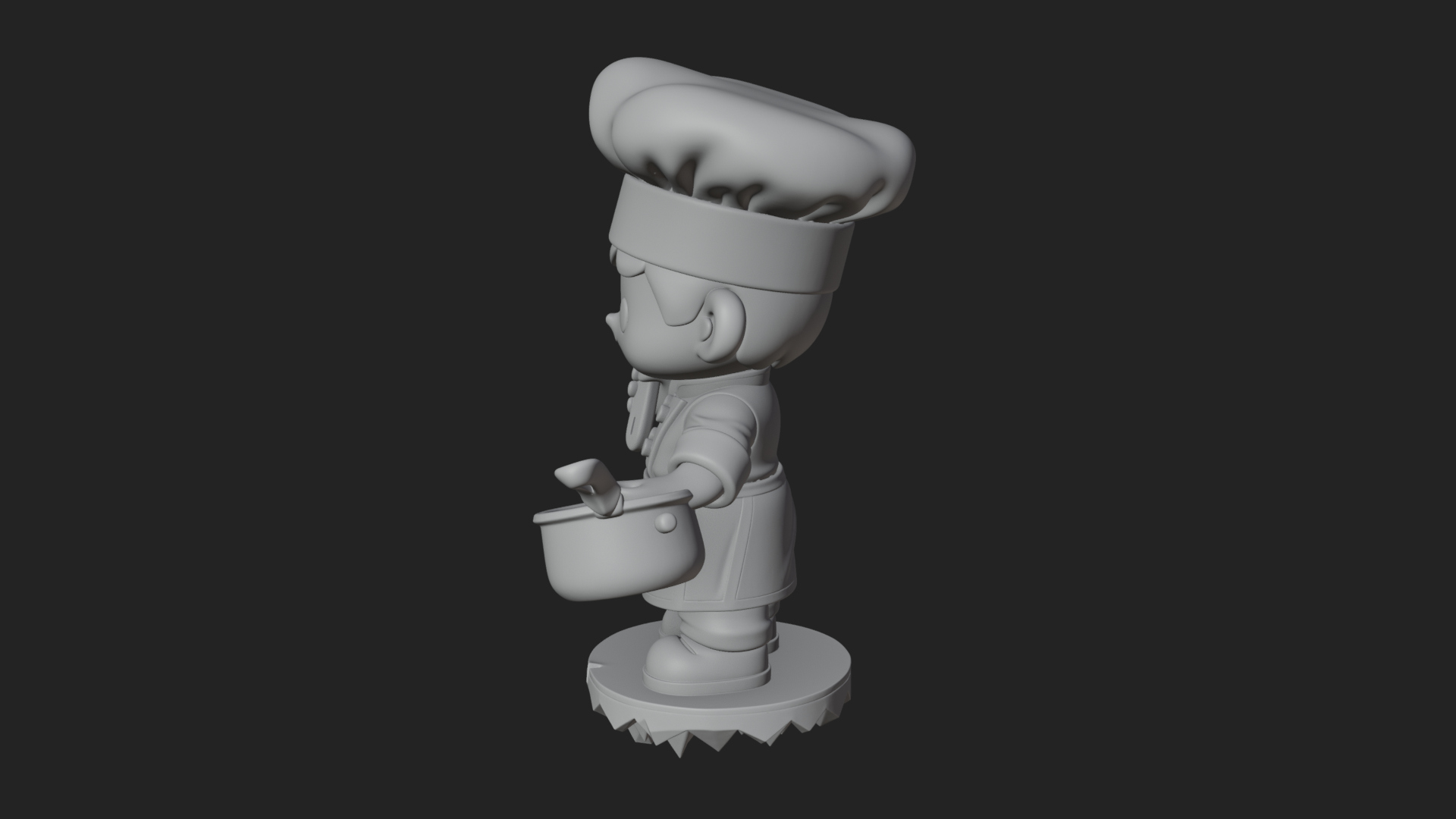 Chibi Chef with Ladle Statue Design 2 3D Print Model 3D Model