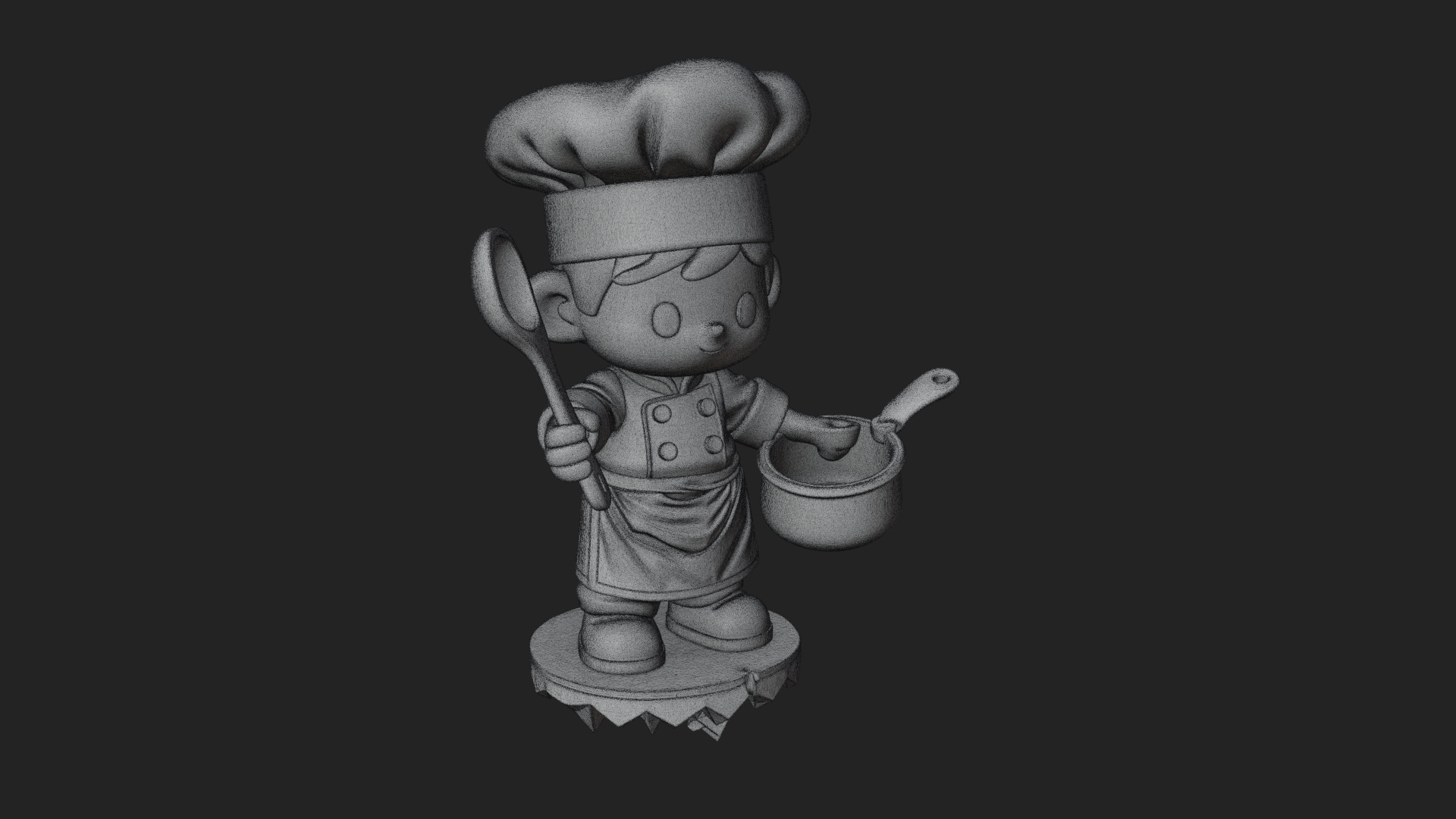 Chibi Chef with Ladle Statue Design 2 3D Print Model 3D Model